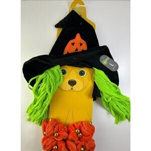 GoDog Witch Halloween Costume Dogs L (over 65 lb) Hat & 4 Paw Scrunchies Bells